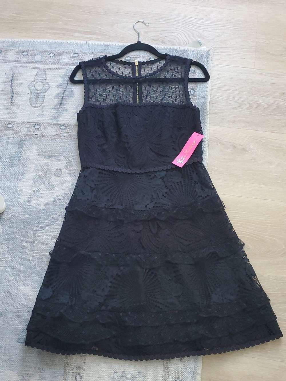 NWT Lilly Pulitzer Kasee Dress Onyx Floral Loopy Lace Sz6